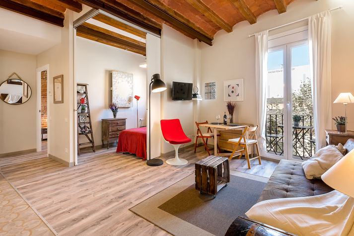 Living room with balcony and 2nd bedroom