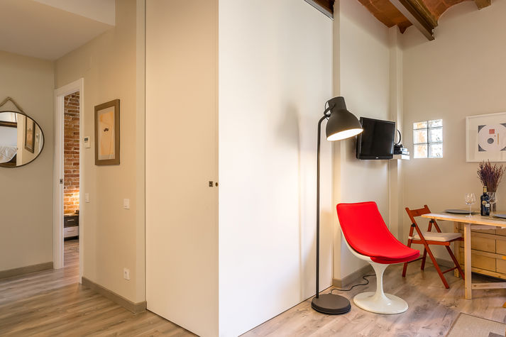 2nd bedroom with sliding doors on the living room