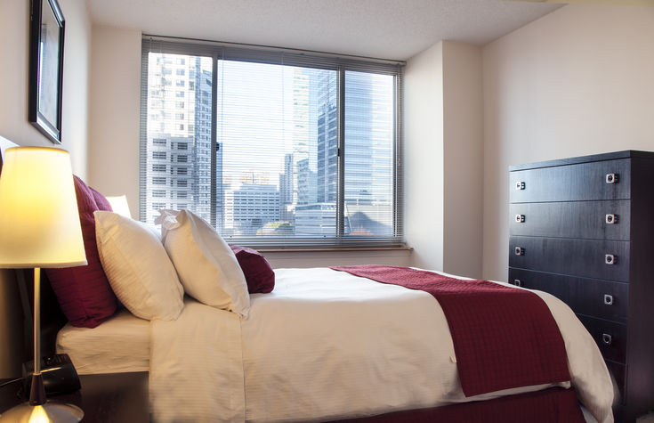 Spacious second bedroom with queen size bed and large closet