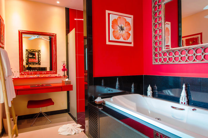 Master bathroom with Jacuzzi and separate shower room