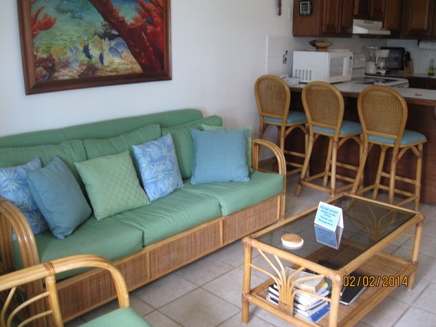 Condo A3 view towards kitchen bar area