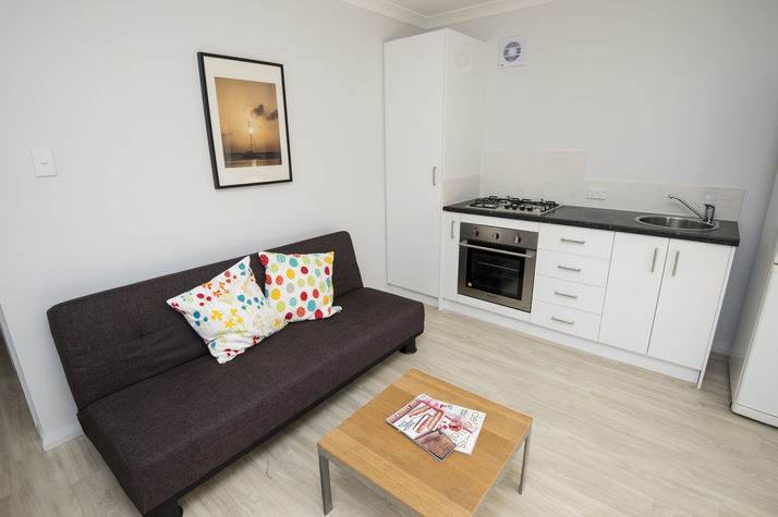 GF lounge and kitchen.