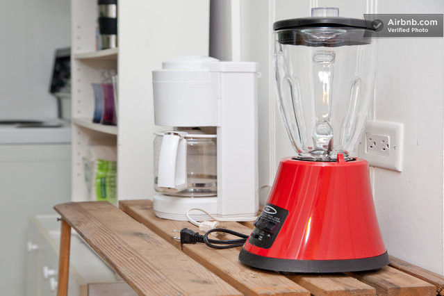 Fully equipped kitchen: appliances, silverware, utencils, cooking pans, and everything you may need to cook
