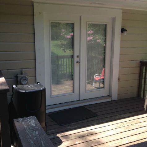 French door overlooking huge backyard