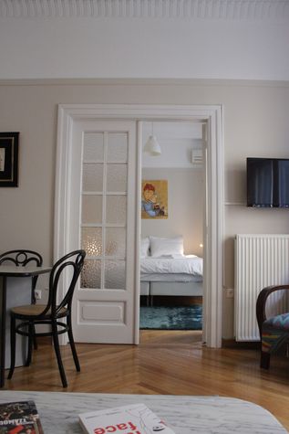Bedroom through living room