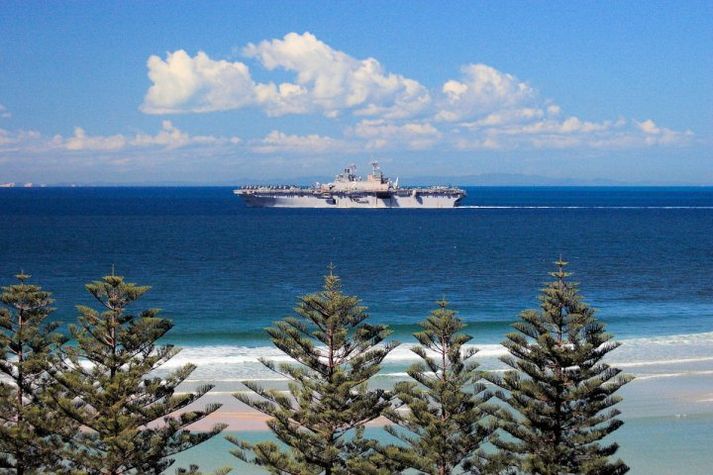 Passing Navy ship seen from the Waterview.