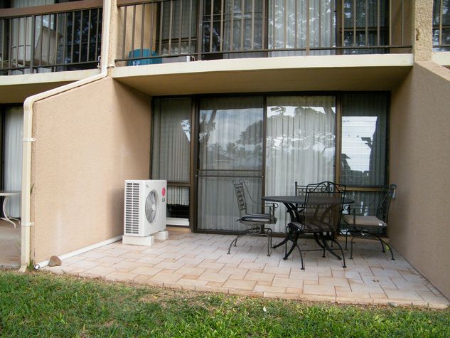 The lanai from the open green area.