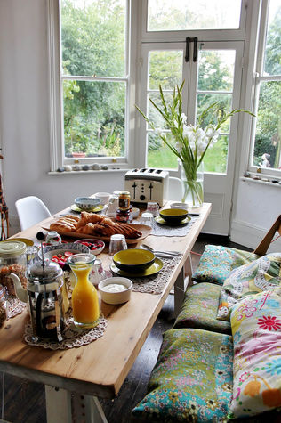 Breakfast at large kitchen table