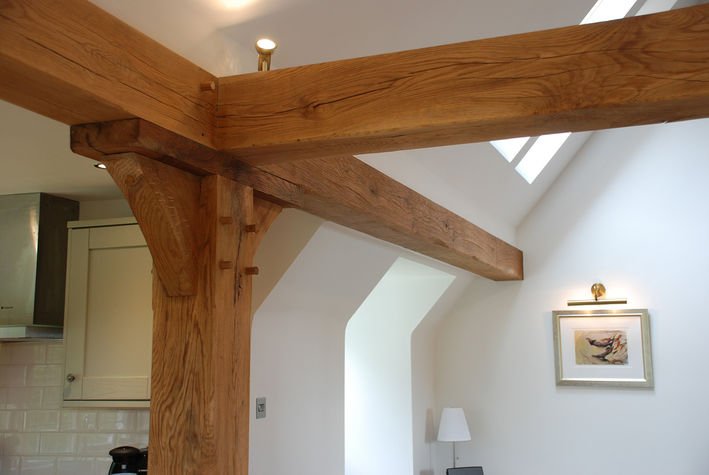 Solid oak beams and posts