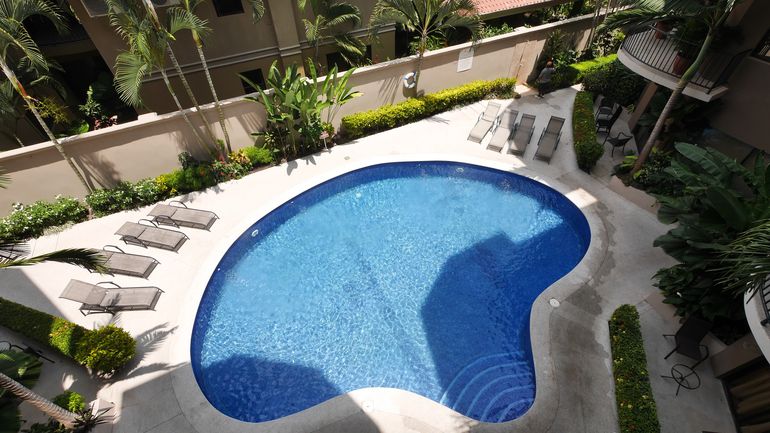 View from the apartment to the pool