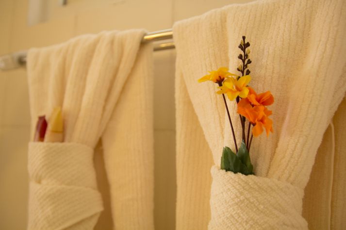 Saigon room: super soft towels & other amenities are provided