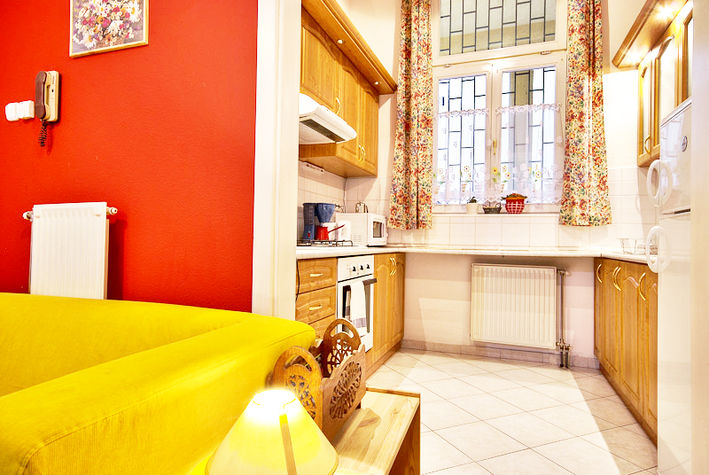the kitchen from the living room