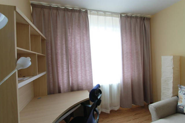 brand new curtains and working desk