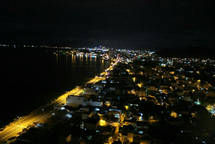 Night city view from balcony