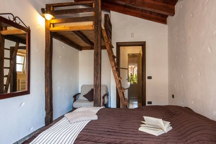 private entrance bedroom, with double bed and one bunk bed and ensuite bathroom.