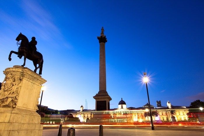 Trafalgar Square (6 tube stops away / 12 minutes)