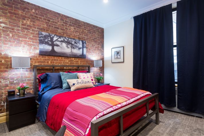 Queen-size bed and bedside tables