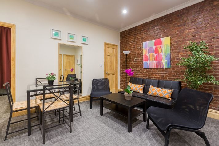 Leaving room area, sofa-bed, dining  table and 4 chairs