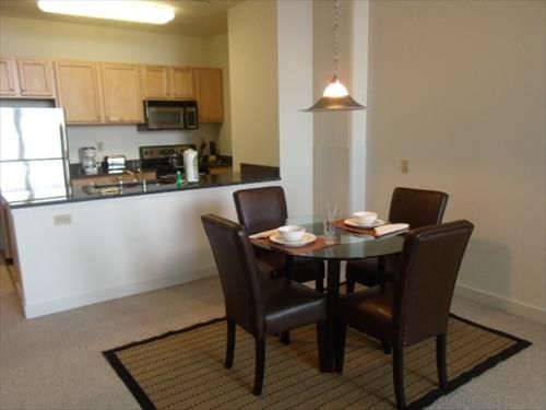 Dining area with seating for four where you can dine in comfort