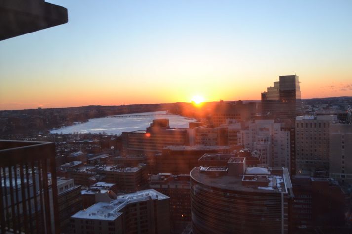 Sunset over the Charles is fantastic.
