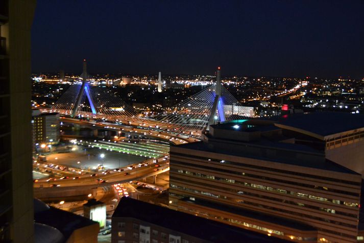 View from the bedroom at night.