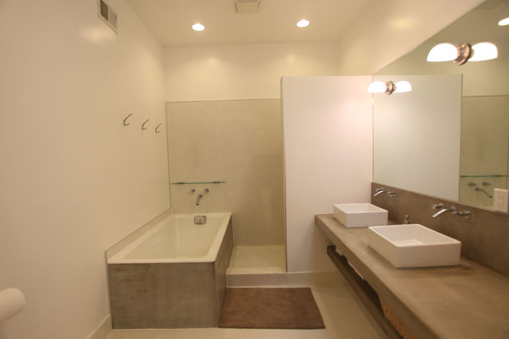 Master bathroom with separate tub and shower, dual sinks. Very spacious, radiant heated floors