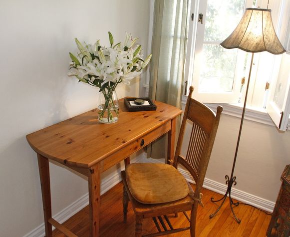 Writing table and antique chair