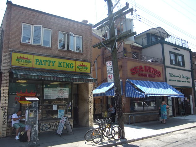 The private entranceway to our gated oasis is between these 2 storefronts