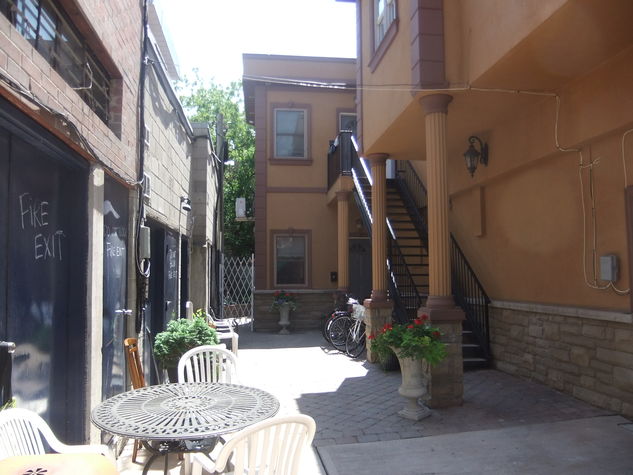 Private gated courtyard + the stairs leading up to our suite