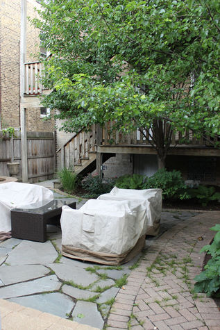 Our very private back yard during warm weather.