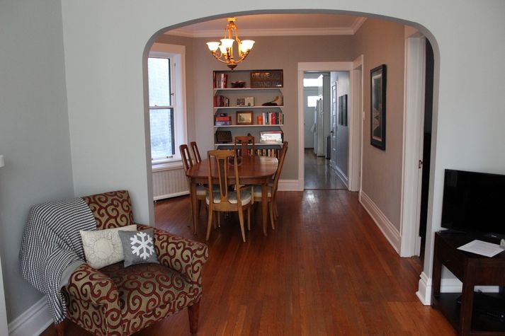 View of the dining room. The first doorway on the right is to the office.