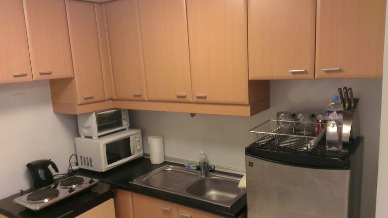 The kitchen comes fully equipped for all your cooking, and eating, needs.