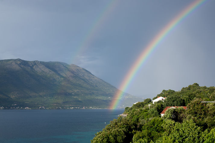 Double rainbow seen from terrace