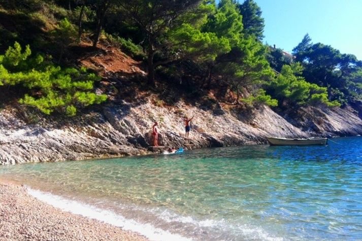 Charming Bacva bay (10 km away) with turquoise sea colors and warm pebbles ...