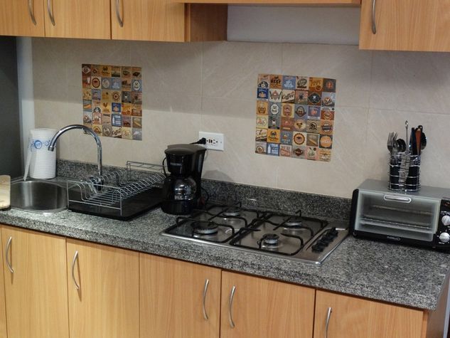 Kitchen with toaster oven