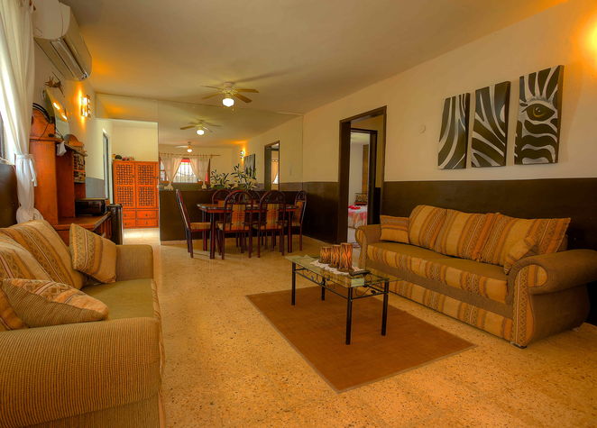 Living room and dinning area of the ground floor appartment
