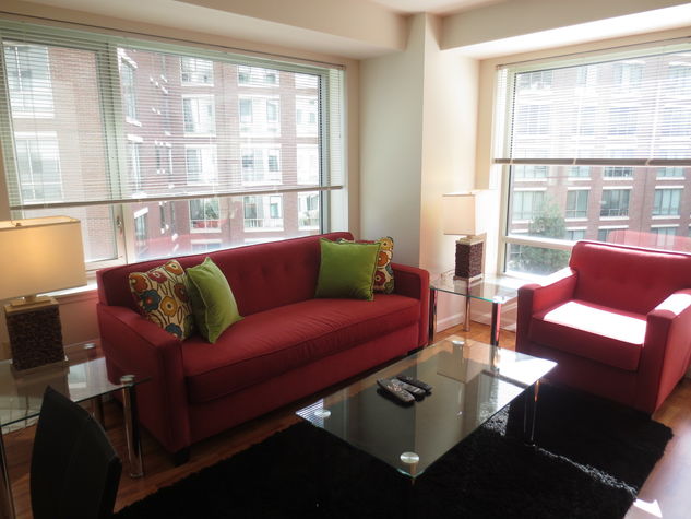 Fully-Furnished Living Room with Pullout Sleeper-Sofa
