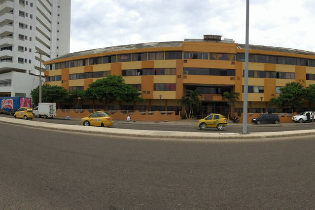 The front of the building