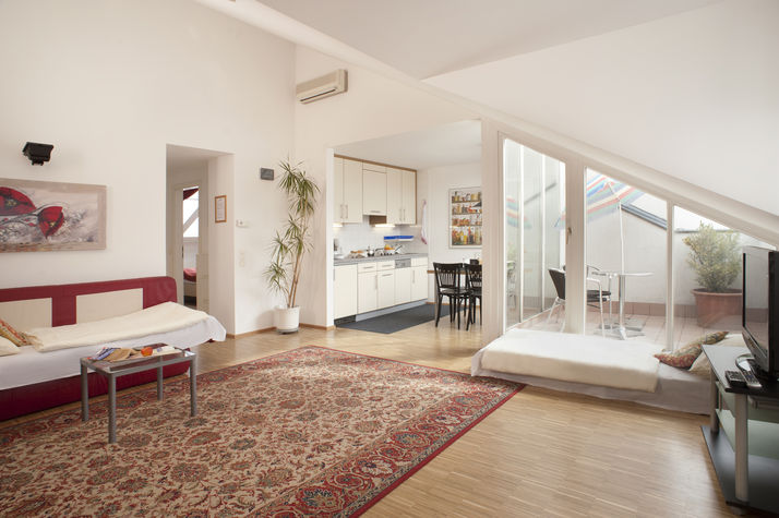 Living room with extra beds