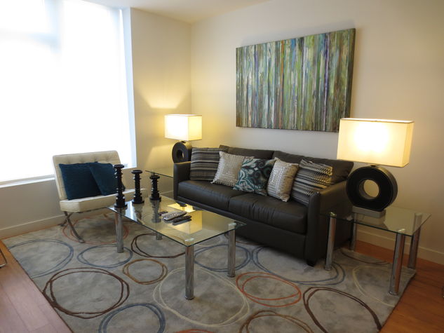 Fully-Furnished Living Room with Pullout Sleeper-Sofa