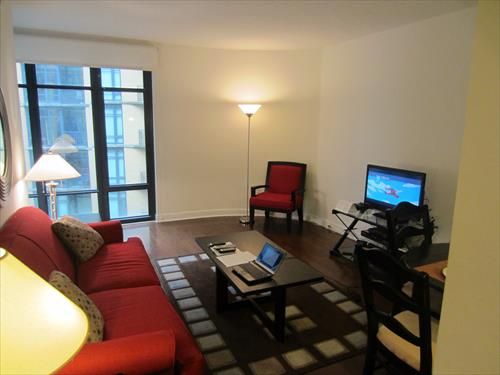 Fully-Furnished Living Room with Pullout Sleeper-Sofa