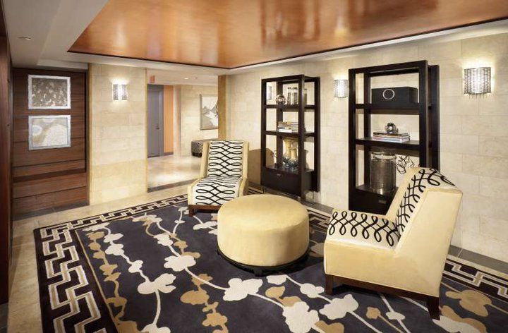 Decorated lobby with great high ceilings