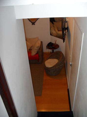 downstairs