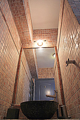 Master Bathroom at the lower level with inlay tiles