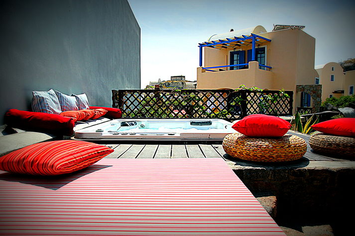 Sun tanning all day long around the Amazing Jacuzzi
