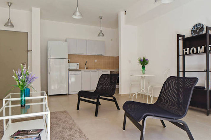 Living room with open kitchen